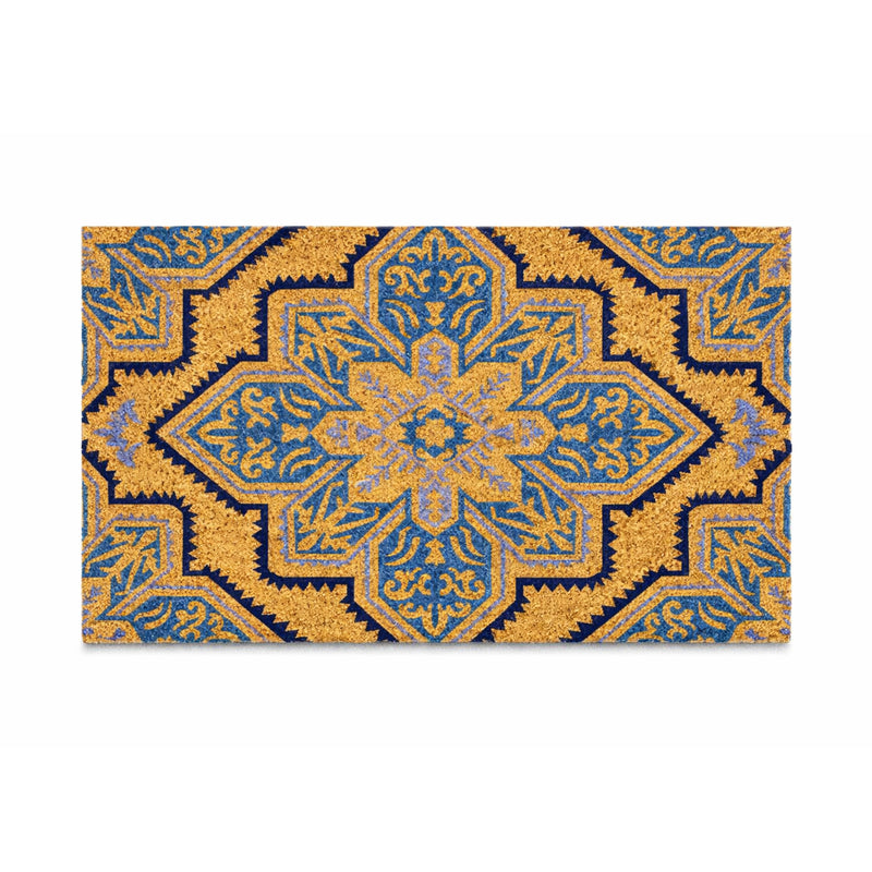 Blue Mosaic PVC Back Coir Doormat, 45x75cm - Doormats.com.au