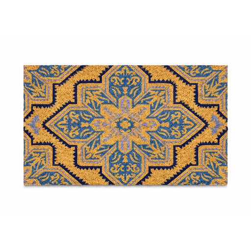 Blue Mosaic PVC Back Coir Doormat, 45x75cm - Doormats.com.au