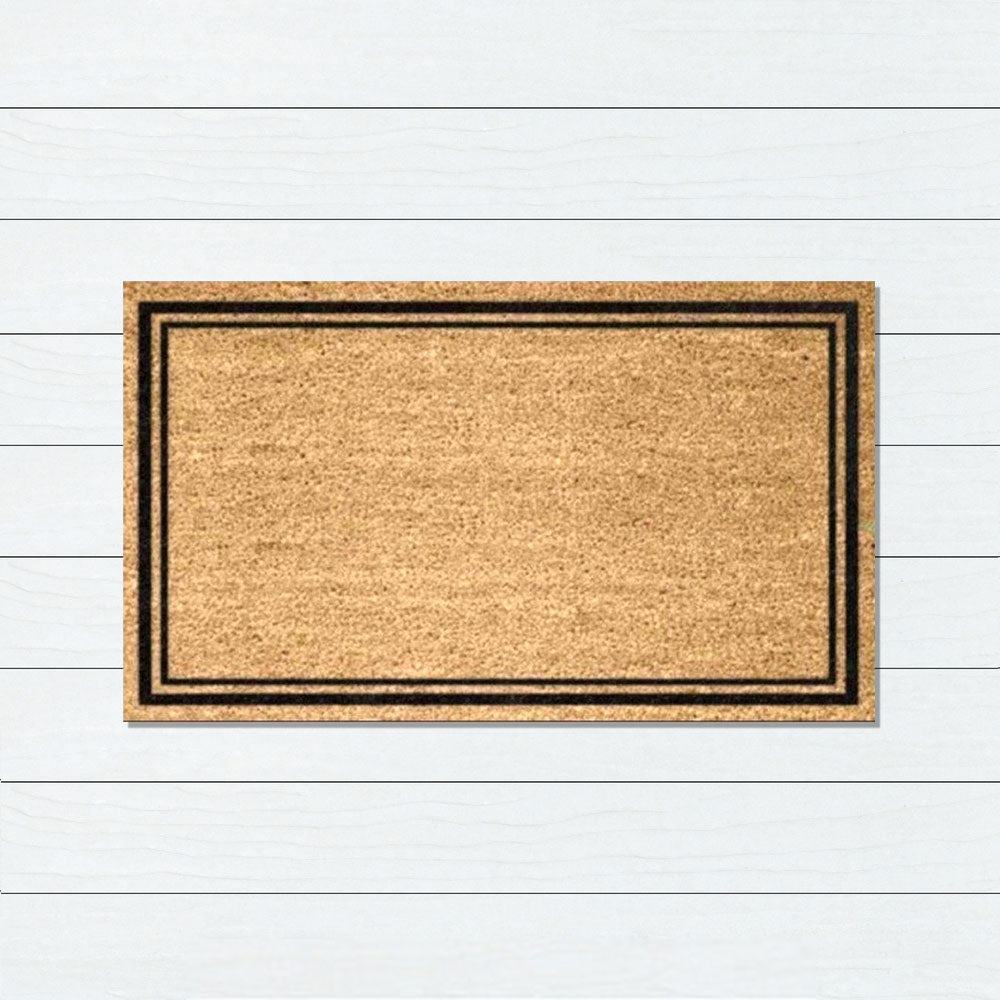 Thin Doube Borders PVC Back Coir Doormat, 45x75cm - Doormats