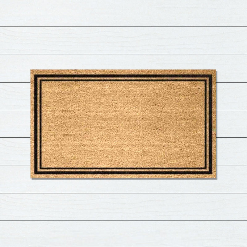 Thin Doube Borders PVC Back Coir Doormat, 45x75cm - Doormats