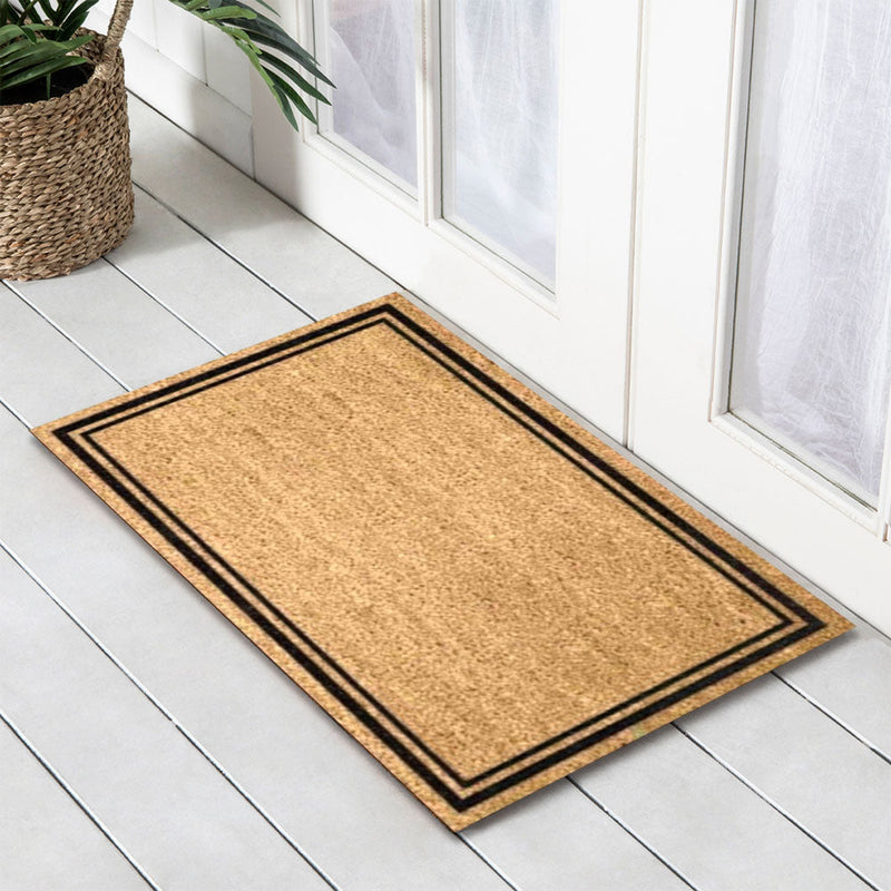 Thin Doube Borders PVC Back Coir Doormat, 45x75cm - Doormats