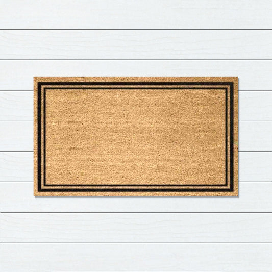 Thin Doube Borders PVC Back Coir Doormat, 45x75cm - Doormats