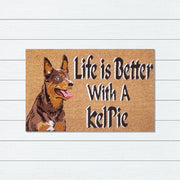 Life is Better with a Kelpie PVC Backed Coir Doormat, 45x75cm - Doormats