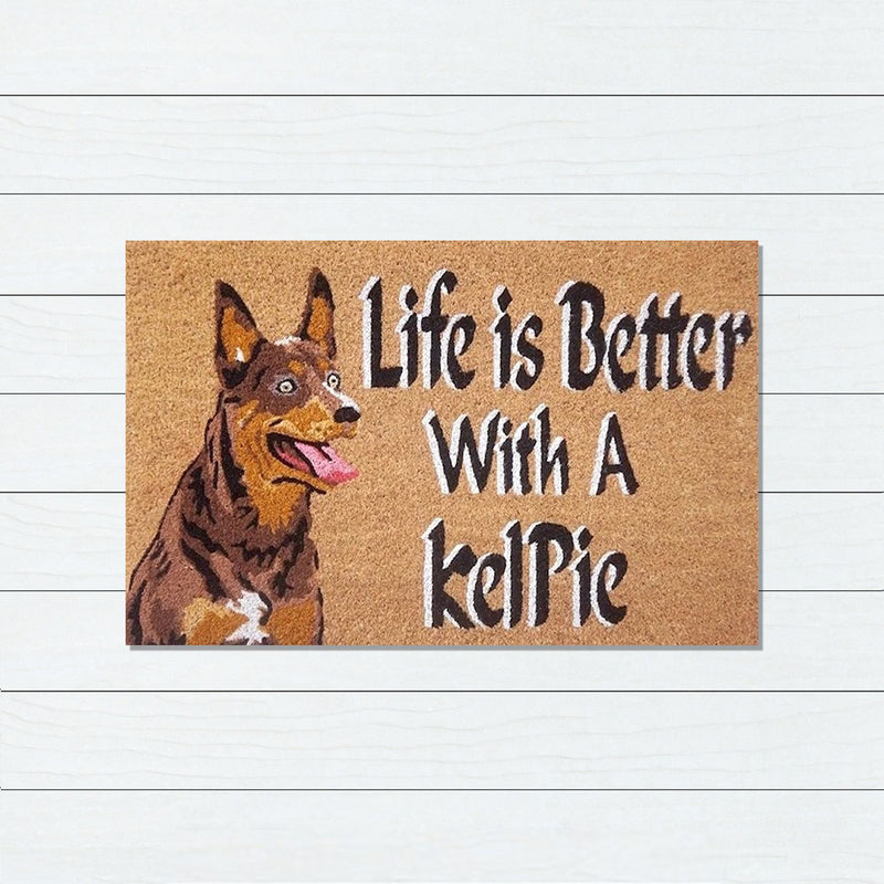 Life is Better with a Kelpie PVC Backed Coir Doormat, 45x75cm - Doormats
