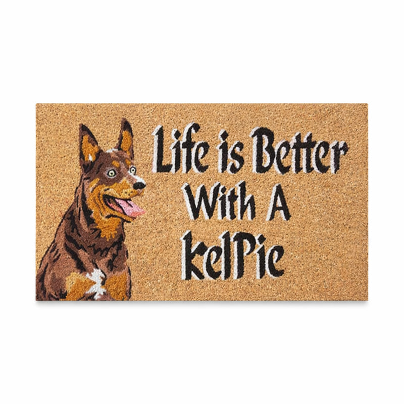 Life is Better with a Kelpie PVC Backed Coir Doormat, 45x75cm - Doormats