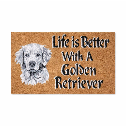 Life is Better with a Golden Retriever PVC Backed Coir Doormat, 45x75cm - Doormats