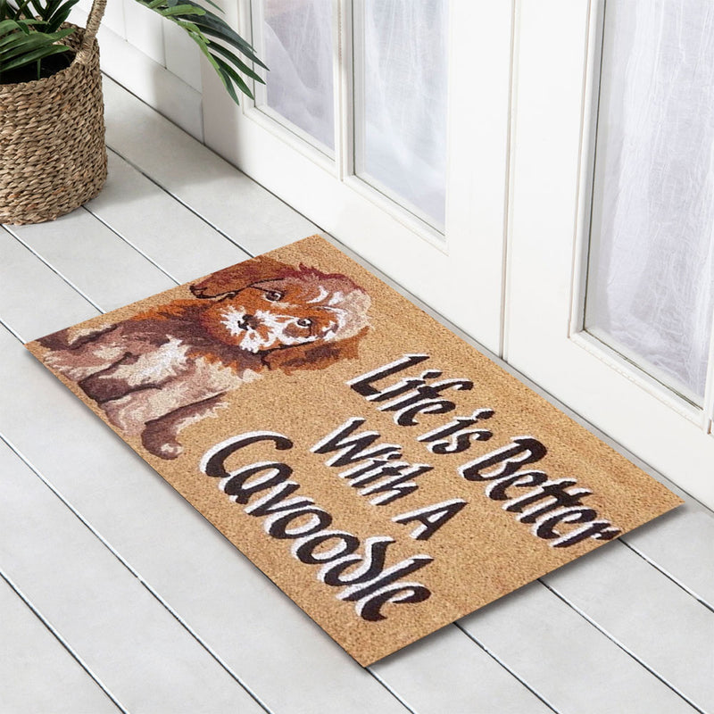 Life is Better with a Cavoodle PVC Backed Coir Doormat, 45x75cm - Doormats