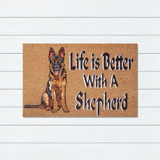 Life is Better with a Shepherd PVC Backed Coir Doormat, 45x75cm