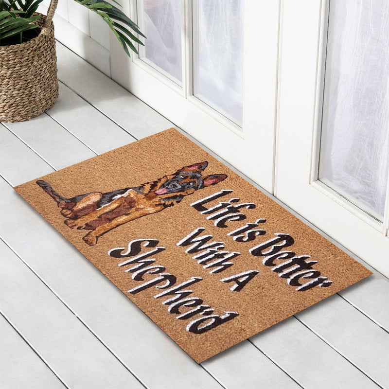 Life is Better with a Shepherd PVC Backed Coir Doormat, 45x75cm - Doormats
