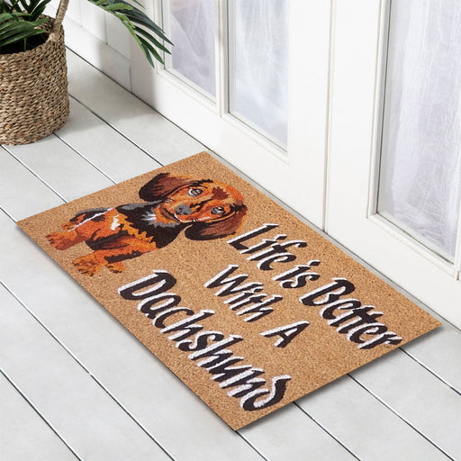 Life is Better with a Dachshund PVC Backed Coir Doormat, 45x75cm - Doormats