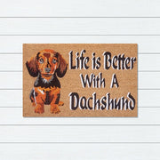 Life is Better with a Dachshund PVC Backed Coir Doormat, 45x75cm - Doormats