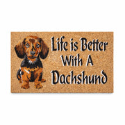 Life is Better with a Dachshund PVC Backed Coir Doormat, 45x75cm - Doormats