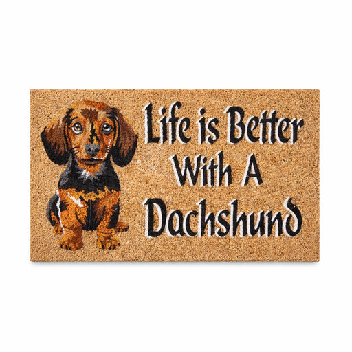 Life is Better with a Dachshund PVC Backed Coir Doormat, 45x75cm - Doormats