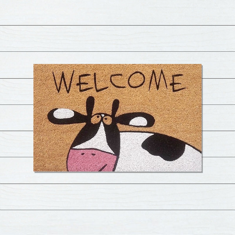 Welcome Cow Coir Doormat, 45x75cm - Doormats