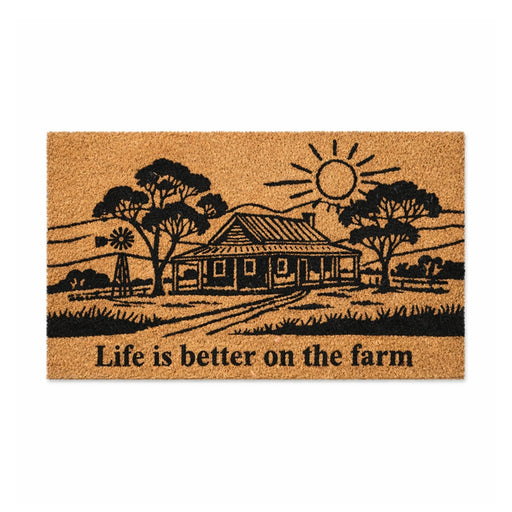 Life is Better on the Farm PVC Backed Coir Doormat, 45x75cm - Doormats.com.au