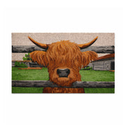 Highland Cow PVC Backed Coir Doormat, 45x75cm - Doormats.com.au