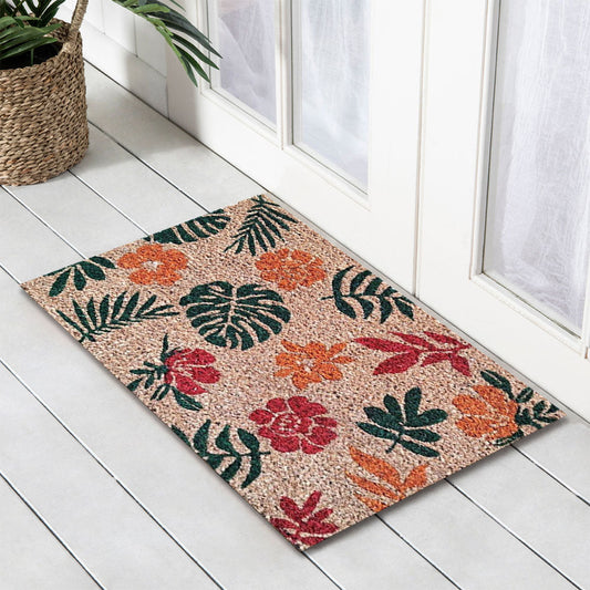 Floral Latex Coir Doormat, 40x55cm - Doormats