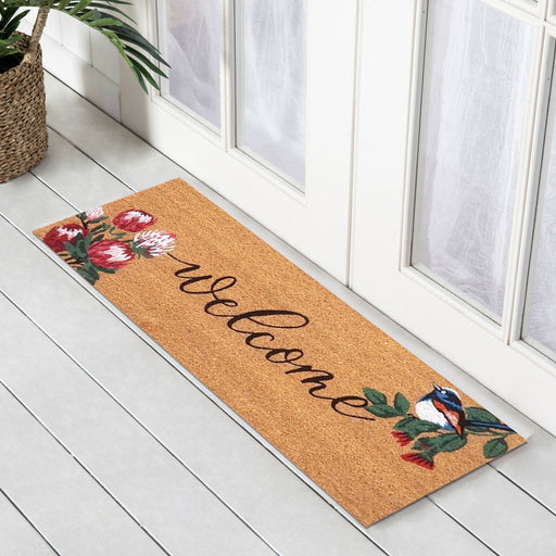 Blue Wren Welcome Wide Coir Doormat, 45x110cm - Doormats