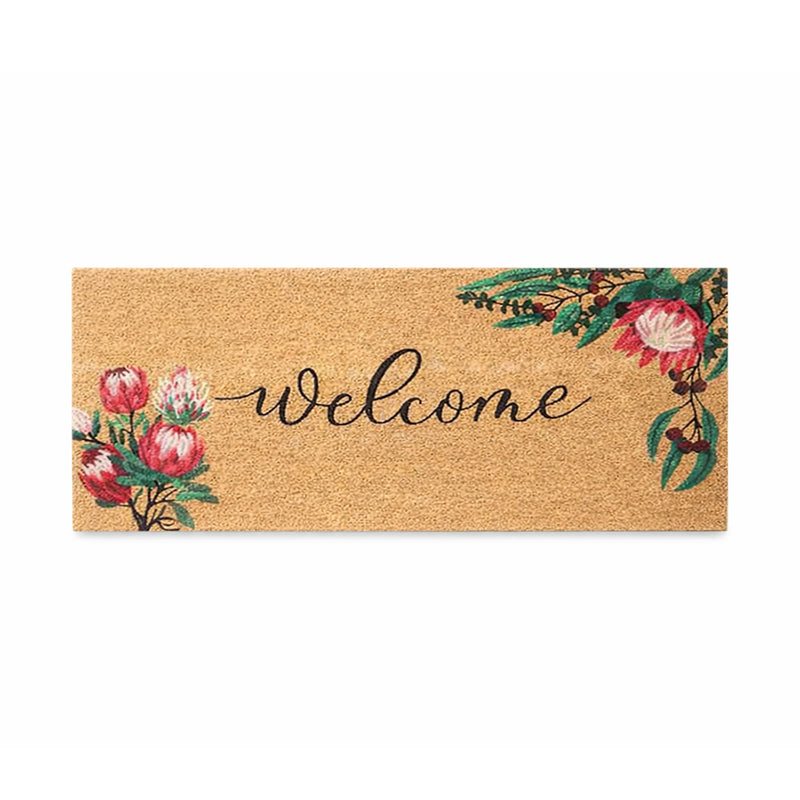 Native Flowers Welcome Wide Coir Doormat, 45x110cm - Doormats