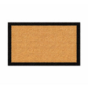 Coir doormat with black border on a white background