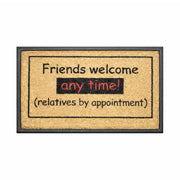 Friends Welcome Anytime, Bevelled Rubber & Coir Doormat, 40x70cm - Doormats.com.au