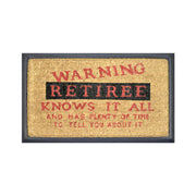 Warning Retiree, Bevelled Rubber & Coir Doormat, 40x70cm - Doormats.com.au