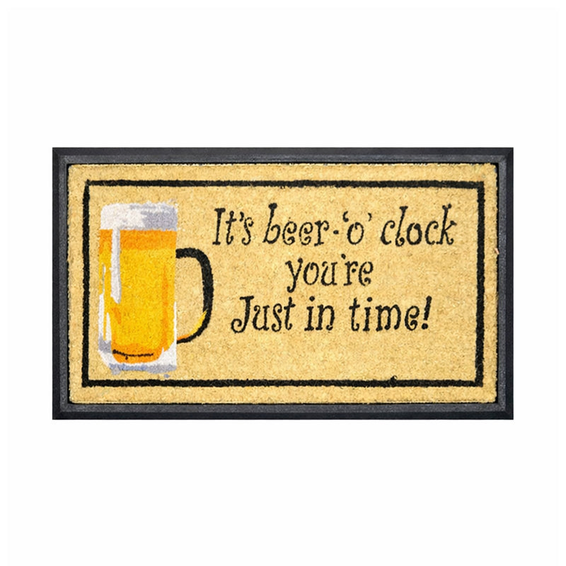 It's Beer O'Clock, Bevelled Rubber & Coir Doormat, 40x70cm - Doormats.com.au
