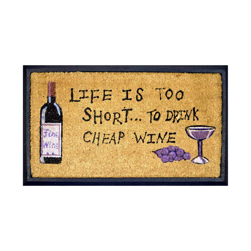 Life Is Too Short, Bevelled Rubber & Coir Doormat, 40x70cm - Doormats.com.au