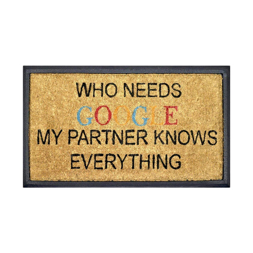 Who Needs Google, Bevelled Coir Doormat, 40x70cm - Doormats.com.au