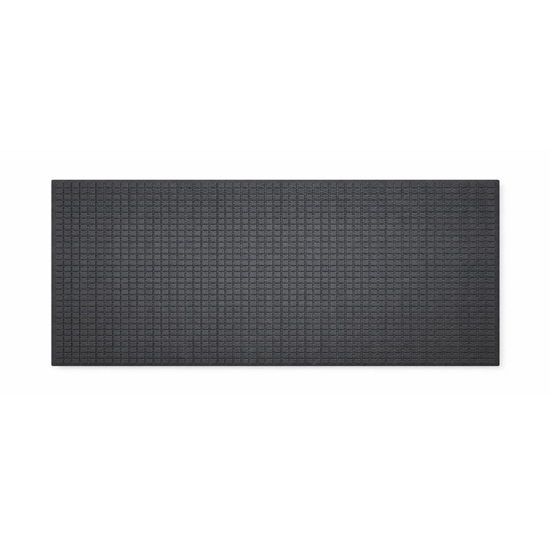 Black rubber and coir door mat featuring the Tree of Life design, 45x119cm, by Solemate for outdoor or indoor use.