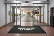 PrintPlush Logo Mat featuring a custom Broadway Sydney design with vibrant colors and detailed logo printing.