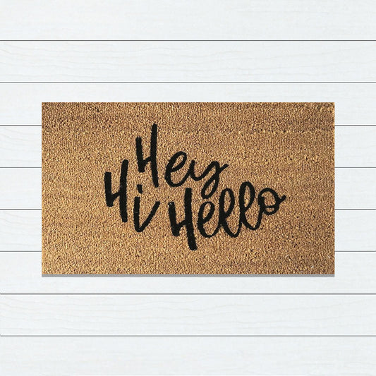 Hey Hi Hello, PVC Backed Doormat, 45x75cm - Ozark Home