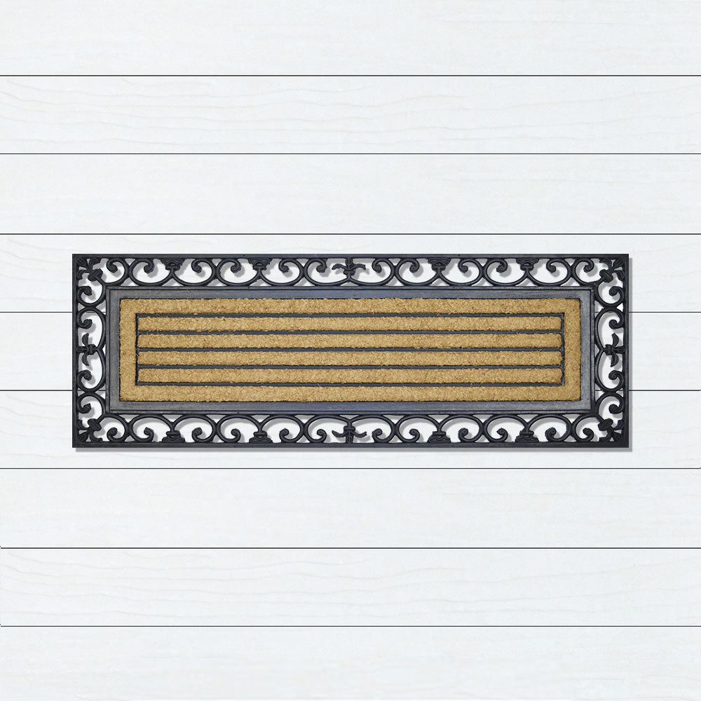 Lines Pattern Wide Rubber & Coir Doormat, 45x120cm - Ozark Home