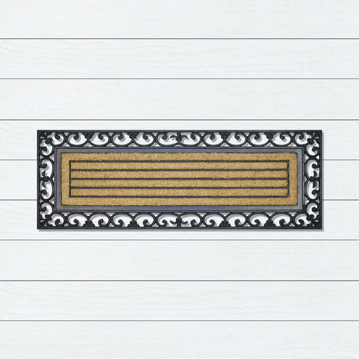 Lines Pattern Wide Rubber & Coir Doormat, 45x120cm - Ozark Home