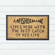 A Fisherman Lives Here, Bevelled Coir Doormat, 40x70cm - Ozark Home