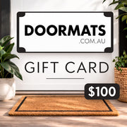 Doormats.com.au gift card featuring a sleek design, perfect for gifting. Ideal for versatile use and special occasions.